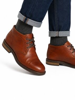Vionic Men's Brown Leather Chukka Boots Orthotic Comfort Lace-Up Boots Size 10.5